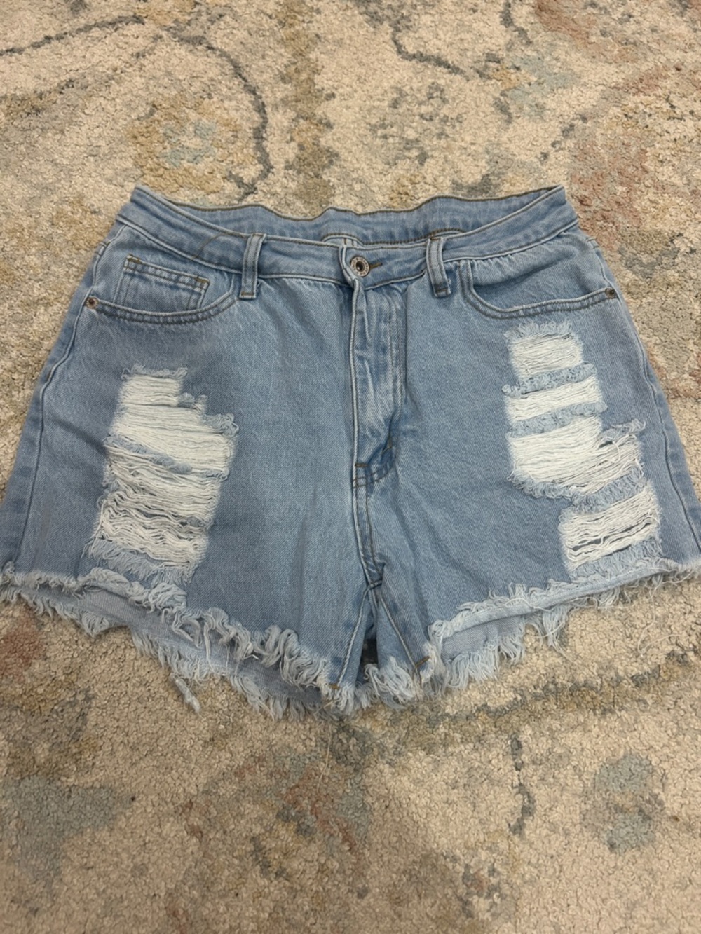 Distressed Light Blue Denim Women's Shorts